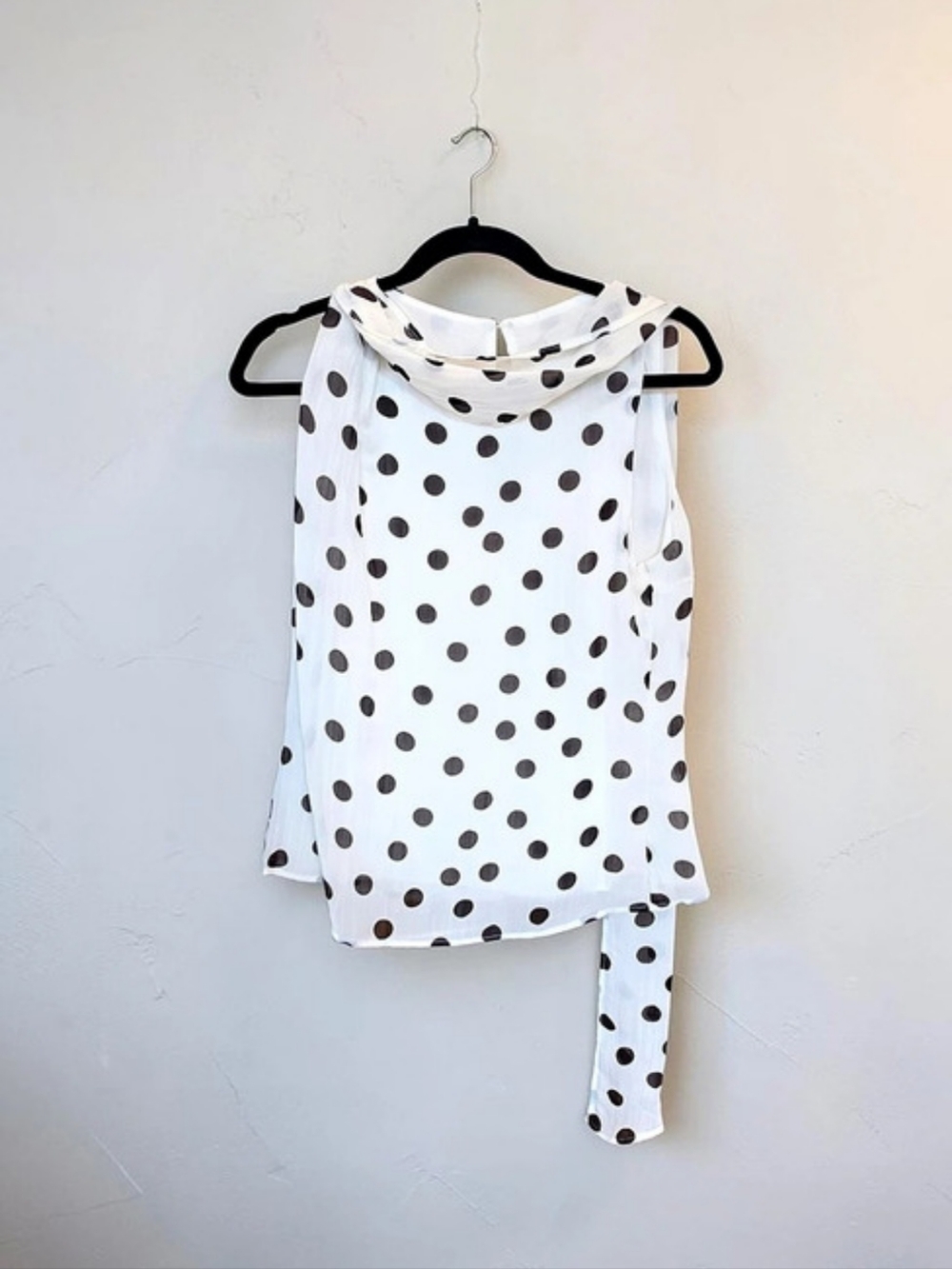 Mango Polka Dot Blouse with Scarf White & Black Size Medium - Picture 4 of 13